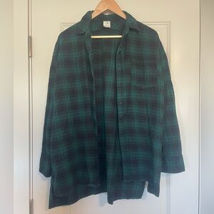 Green and Black Plaid Women’s Oversized Flannel